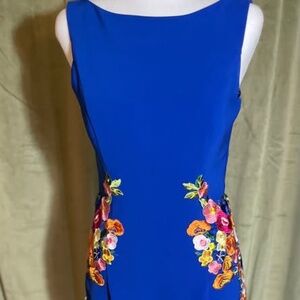 Chi Chi London Cheerily Beloved Blue Sheath Dress with Embroidery Sz 4